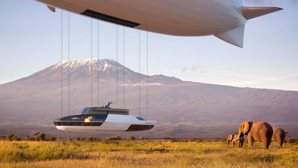 The yacht can be lowered down on a set of cables.