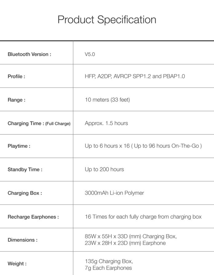 BLADE: AI smart wireless earphones specification