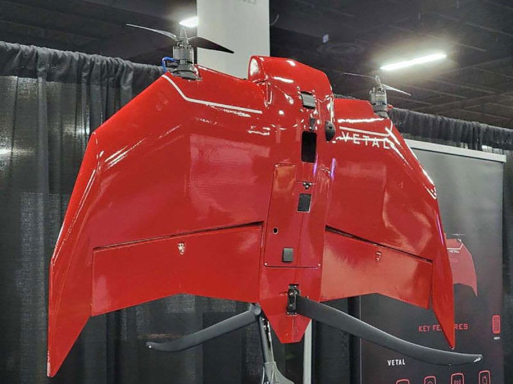 The fixed-wing drone is especially suitable for agricultural surveying and general surveillance.