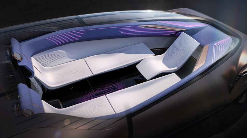 Pininfarina Teorema, a futuristic Virtual Concept Car with unique seat layout.