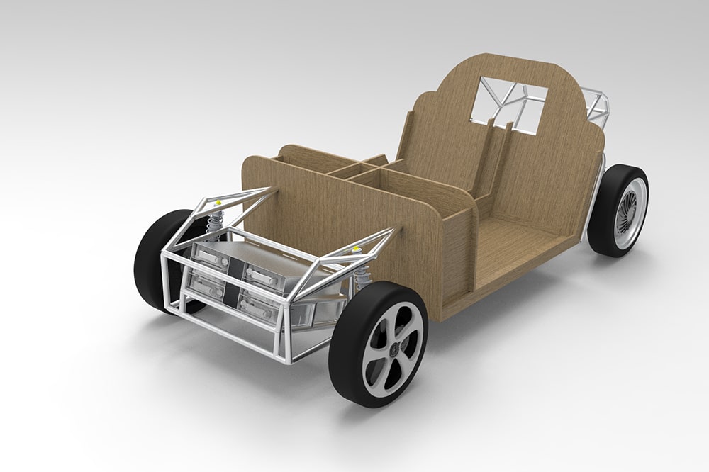 The front and the rear will have spaceframes made out of recycled aluminium.