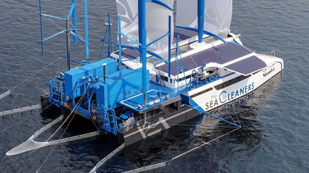 Meet Manta, a sea-cleaning sailboat that feeds on plastic waste.