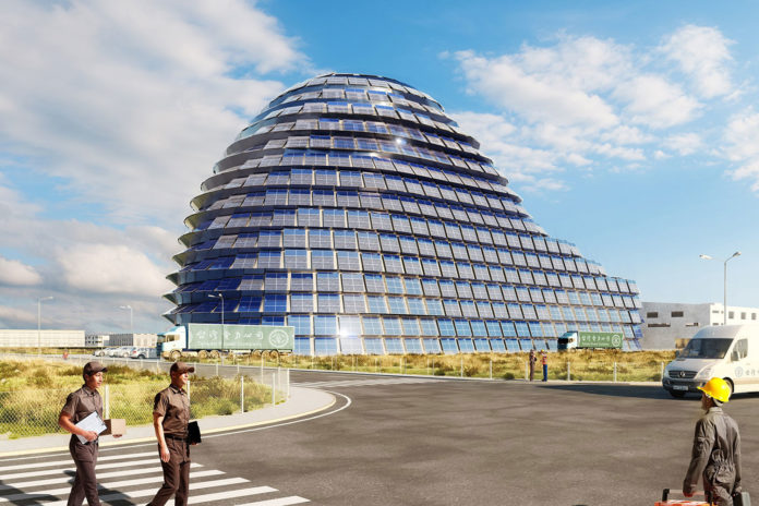 Solar panel-covered Sun Rock will generate 1 million kWh of clean energy per year.