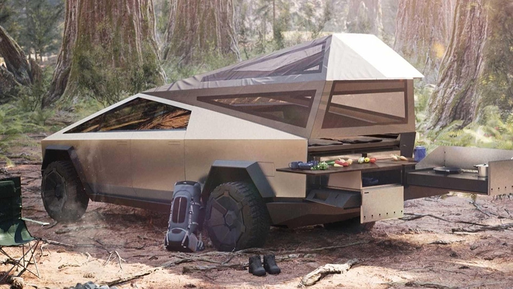 Modular attachments could turn the Cybertruck into a camping rig.
