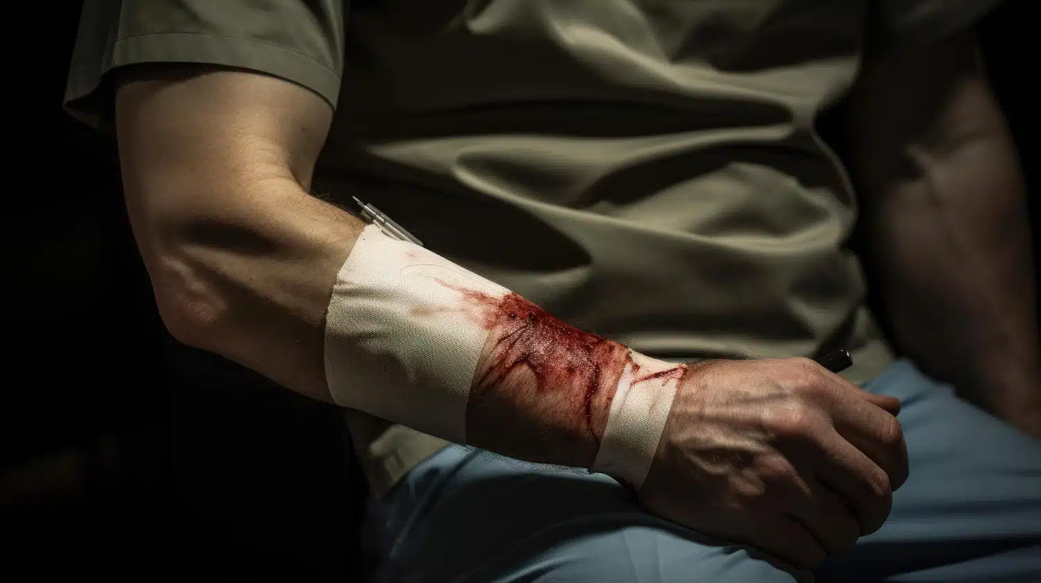 bandage A man with a bandage on his arm