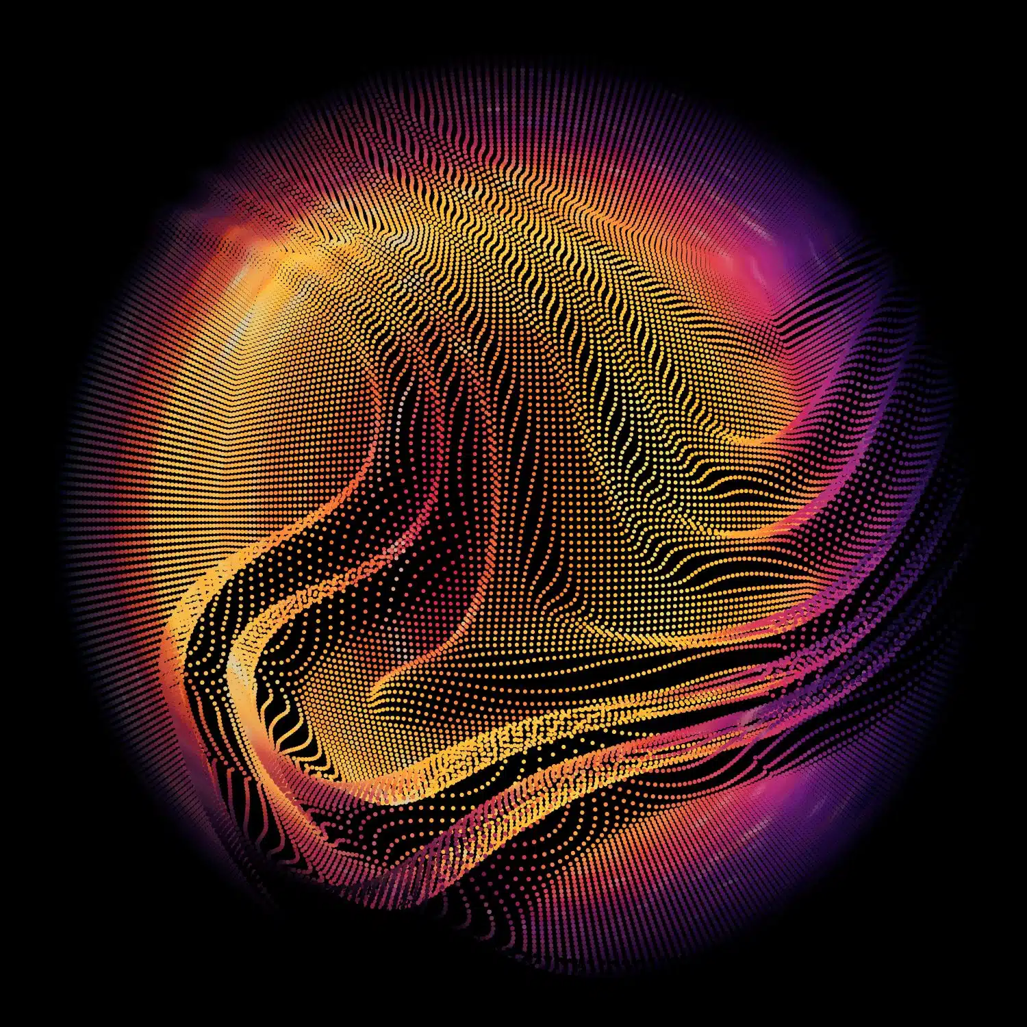 gravitysqu colorful mesh sphere on dark