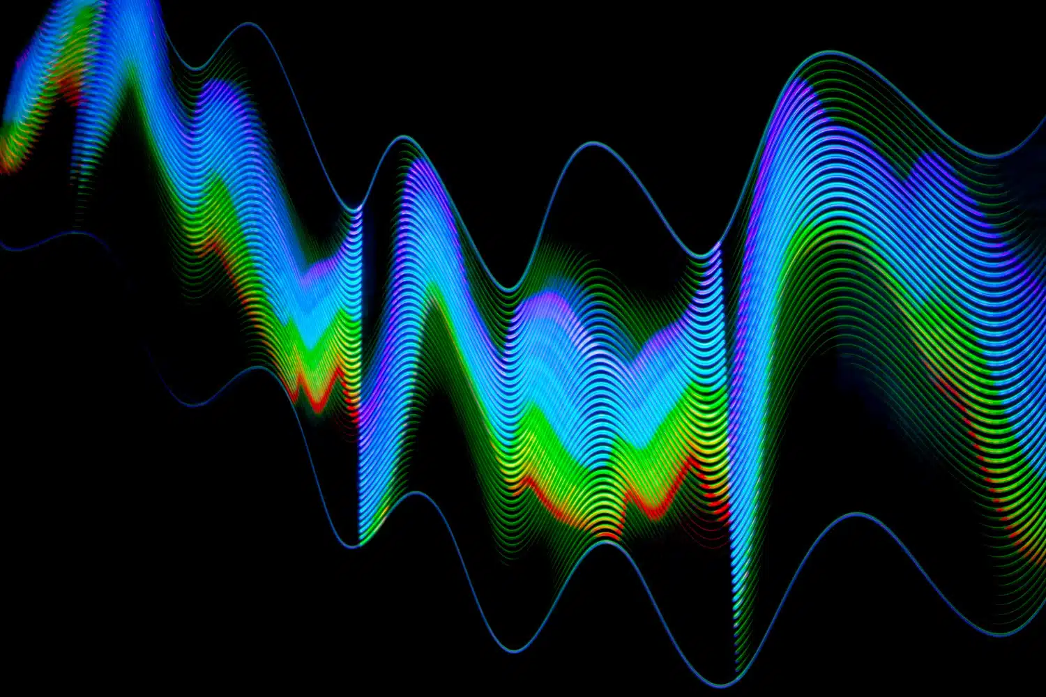 Abstract freezelight curves on black background