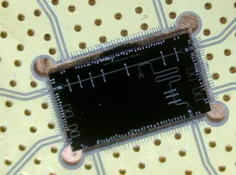 nonlinear superconducting resonator circuit Nonlinear superconducting resonator circuit for investigating dissipative phase transitions. 2025 EPFL/Guillaume Beaulieu - CC-BY-SA 4.0