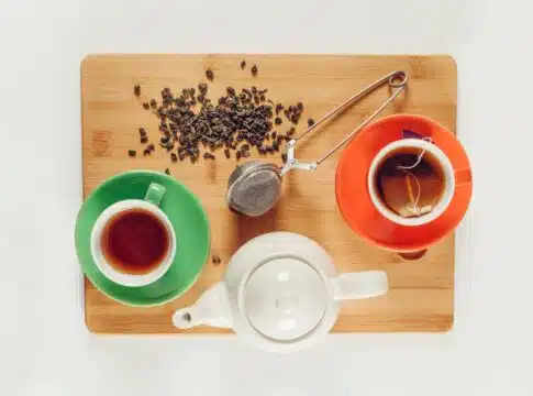 Top view of tea set
